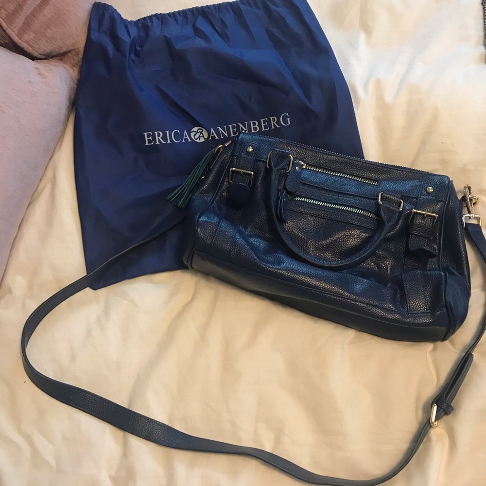 ERICA ANENBERG Blue leather satchel